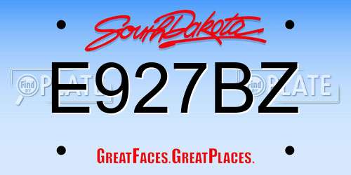 E927BZ South Dakota License Plate