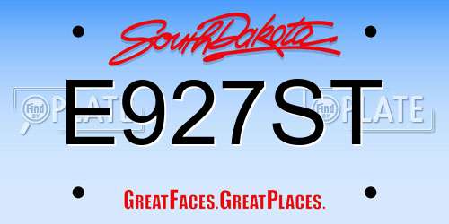 E927ST South Dakota License Plate
