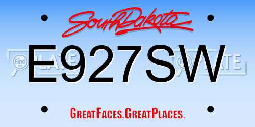 E927SW South Dakota License Plate