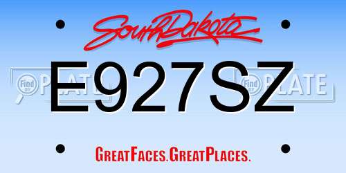 E927SZ South Dakota License Plate