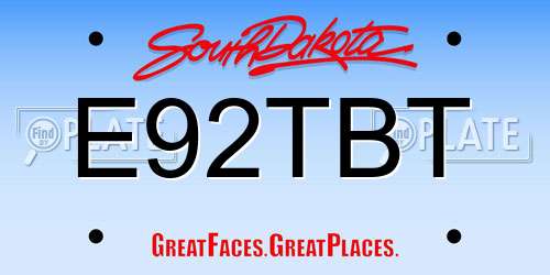 E92TBT South Dakota License Plate