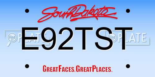 E92TST South Dakota License Plate