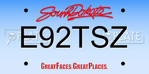 E92TSZ South Dakota License Plate