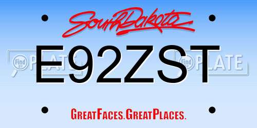 E92ZST South Dakota License Plate