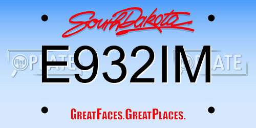 E932IM South Dakota License Plate