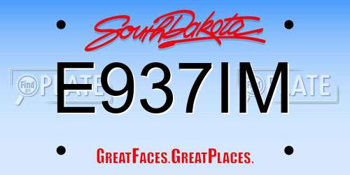 E937IM South Dakota License Plate