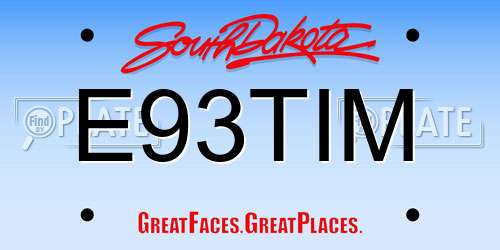E93TIM South Dakota License Plate