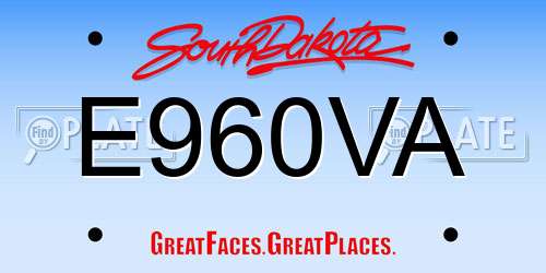 E960VA South Dakota License Plate