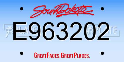 E963202 South Dakota License Plate
