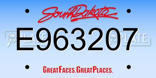 E963207 South Dakota License Plate