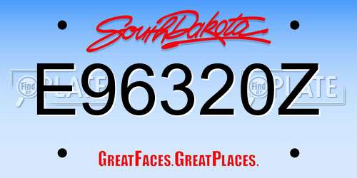 E96320Z South Dakota License Plate