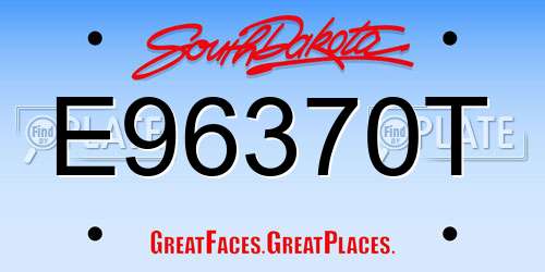 E96370T South Dakota License Plate