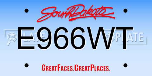 E966WT South Dakota License Plate