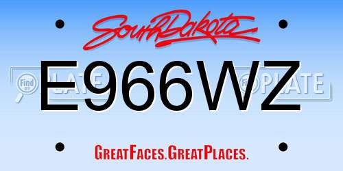E966WZ South Dakota License Plate