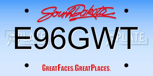 E96GWT South Dakota License Plate