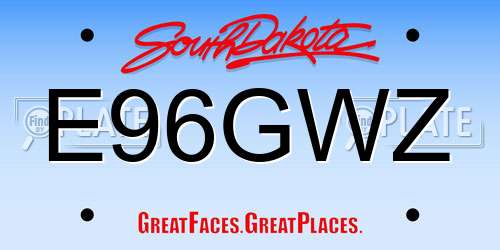 E96GWZ South Dakota License Plate