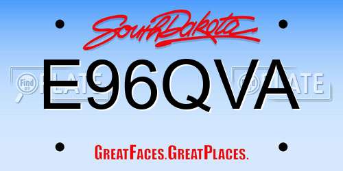 E96QVA South Dakota License Plate