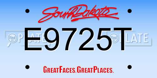 E9725T South Dakota License Plate