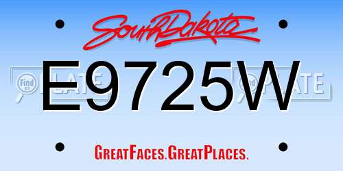 E9725W South Dakota License Plate