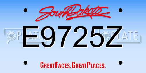 E9725Z South Dakota License Plate