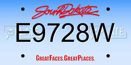 E9728W South Dakota License Plate