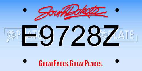 E9728Z South Dakota License Plate