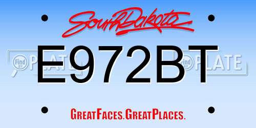 E972BT South Dakota License Plate