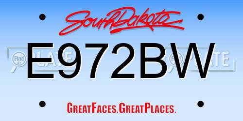 E972BW South Dakota License Plate