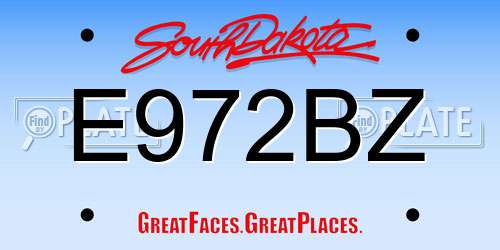 E972BZ South Dakota License Plate