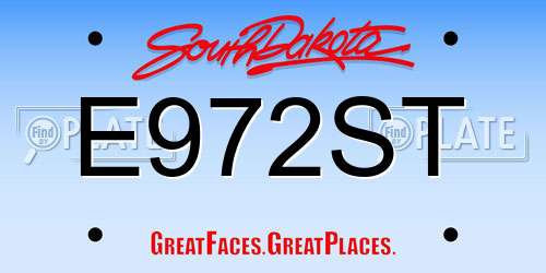 E972ST South Dakota License Plate