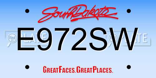 E972SW South Dakota License Plate