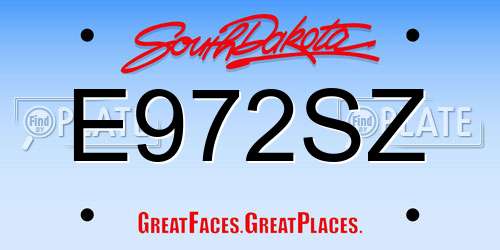 E972SZ South Dakota License Plate
