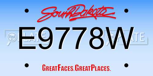 E9778W South Dakota License Plate