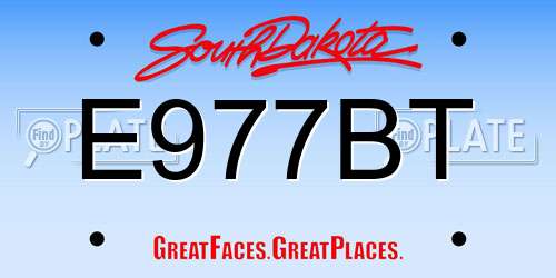 E977BT South Dakota License Plate