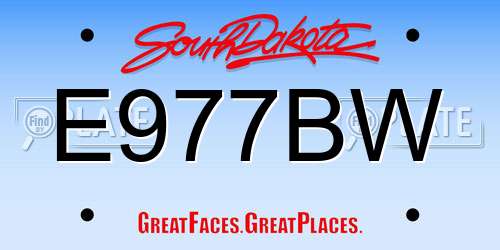 E977BW South Dakota License Plate