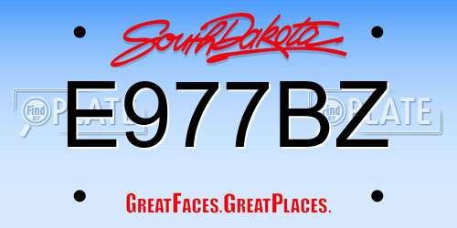 E977BZ South Dakota License Plate