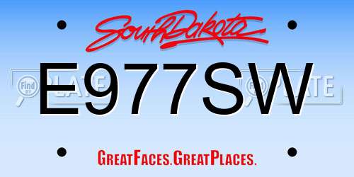 E977SW South Dakota License Plate