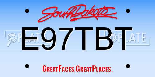 E97TBT South Dakota License Plate