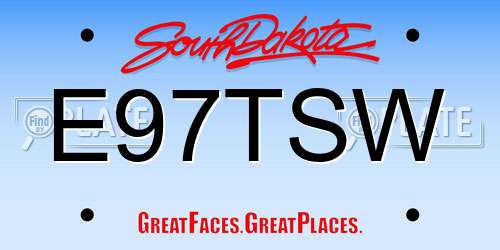 E97TSW South Dakota License Plate