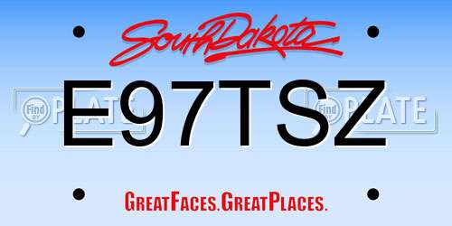E97TSZ South Dakota License Plate