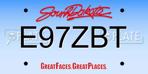 E97ZBT South Dakota License Plate