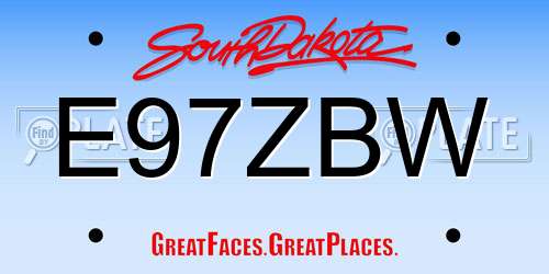 E97ZBW South Dakota License Plate