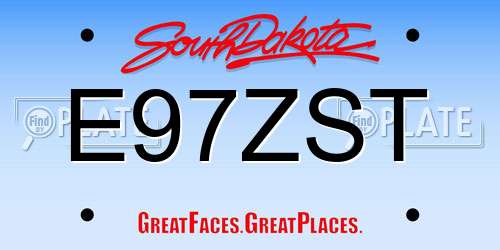 E97ZST South Dakota License Plate