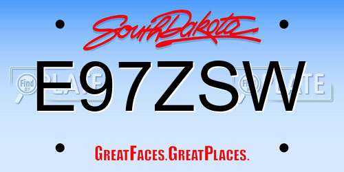 E97ZSW South Dakota License Plate