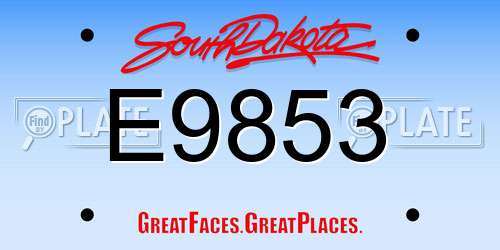 E9853 South Dakota License Plate