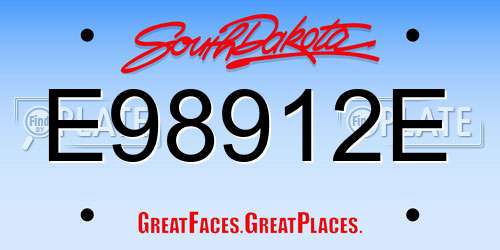 E98912E South Dakota License Plate
