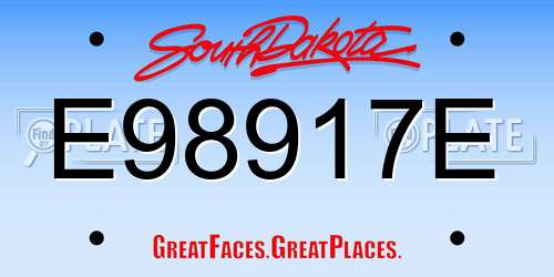 E98917E South Dakota License Plate