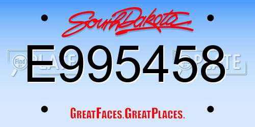 E995458 South Dakota License Plate