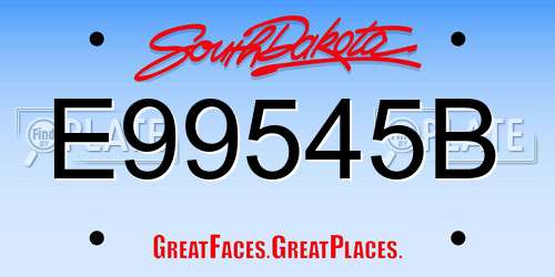 E99545B South Dakota License Plate