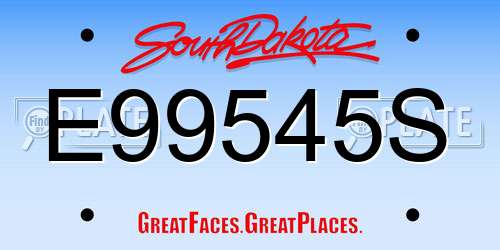 E99545S South Dakota License Plate
